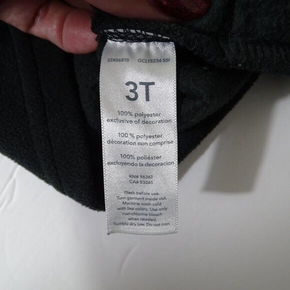 OshKosh Bgosh Full Zip Fleece Jacket Kids Girls Boys 3T Black Long Sleeve - Picture 6 of 7